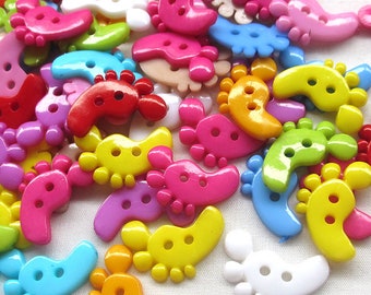 Baby Foot Multicolor Plastic Novelty Buttons/Two Holes Buttons/DIY Sewing craft Supplies/Mix Feet Buttons/Cake Decoration/Doll Making