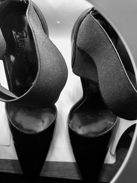 Black Vintage Slim High Heels Pointed Toe Ankle C… - image 4