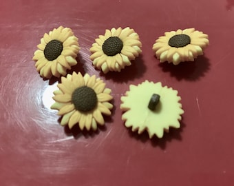 Sunflower Plastic novelty Buttons/DIY Kids Sewing craft Supplies/cupcake toppers/cardmaking/scrapbook/flower decor/party supplies