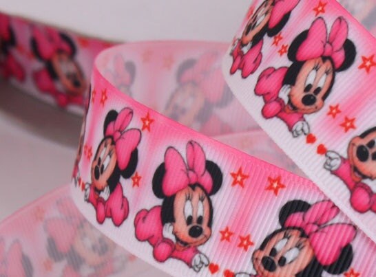 Pink Baby Minnie Mouse Printed Grosgrain Ribbon/125 Mm | Etsy