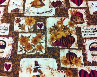 Bless this Harvest  Cotton Fabric - Autumn Sewing supplies/Sewing Craft Supplies / Home Decor/ Quilting/Seasonal Print Fabric