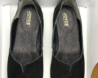 Vintage Joyce Women's black suede ballerina flats slip on shoes loafers /woman shoes sz MX 3.5 /sz US 6.5