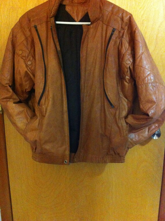 Caramel Mens Genuine Leather Jacket/Vintage Leather R… Gem