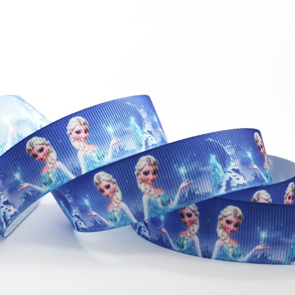 Princess Elsa Printed Grosgrain Ribbon 7/8"22mm/DIY Hair bow/Head Band/Sewing Craft Supplies/Disney frozen printed ribbon/Party Supplies