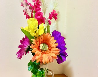 Spring Silk Floral Arrangement Centerpiece/Artificial Flower Arrangement Decor/Valentine's Flower Arrangement Gift/ Home Decor