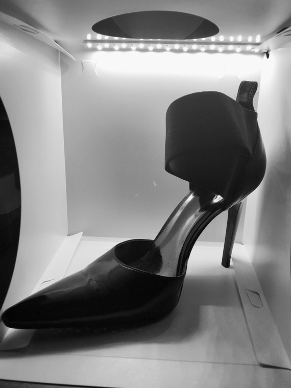 Black Vintage Slim High Heels Pointed Toe Ankle C… - image 7
