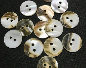 Sea Shell Iridiscente 2 agujeros Botones 5/8 Tamaño/suministros de costura/Corteza de concha en la parte posterior/Adorno/fabricación de muñecas/decoración de fiesta/scrapbooking