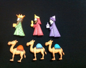 The Three Kings Buttons / Sewing supplies / DIY craft supplies / Novelty Buttons / Party Supplies /Christmas craft supplies