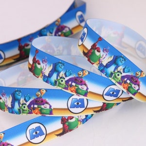 Monsters Inc University  Printed Grosgrain Ribbon 7/8" (22mm) width/DIY Hair Craft/single side/Sewing Supplies/Kids crafts/Disney Print