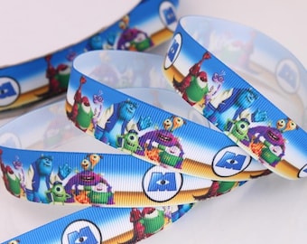 モンスターズインク大学プリントグログランリボン 7/8インチ (22 mm) 幅/DIY ヘアクラフト/片面/裁縫用品/子供用クラフト/ディズニープリント