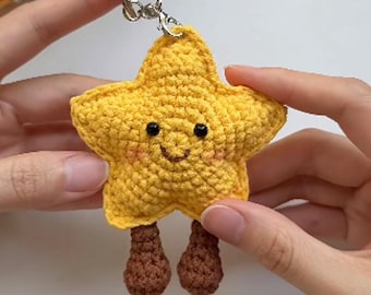 Lucky Star Crochet Pattern Mini Star Doll Amigurumi Plushie Kawaii Cute Keychain Thanksgiving Gift Easy Quick Low Sew PDF