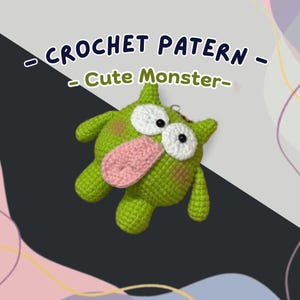 Cute Monster Crochet Pattern Silly Long Tongue Plush Toy Amigurumi Stuffed Play Toy Quirky Keychain For Friends Chubby Animal Plushie