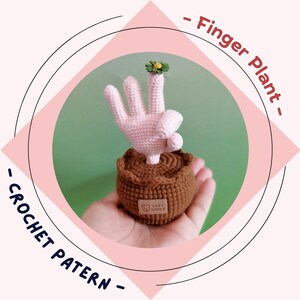 Virkmönster för fingerväxter, böjbara fingrar, gest, krukväxt, blommig amigurumi, låg sömnad, olika handställningar, heminredning, kontorsskrivbord, kompisleksak