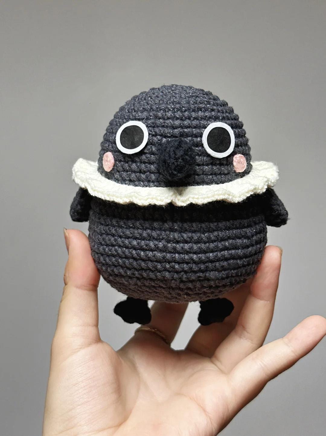 Crow プロフ必読 Crow Crochet Pattern Chubby Raven With Big Eyes White Cowl