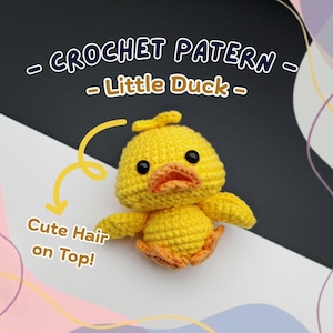 Little Duck Crochet Pattern Cute Chubby Rubber Duck Amigurumi Stuffed Duck Plushie Play Toy Bird Keychain Orange and Yellow Yarn Only