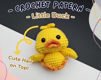 Little Duck Crochet Pattern Cute Chubby Rubber Duck Amigurumi Stuffed Duck Plushie Play Toy Bird Keychain Orange and Yellow Yarn Only