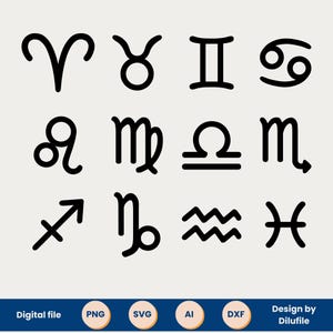 Signes astrologiques – fichiers vectoriels pour découpe et gravure (svg,dxf, png, ai)