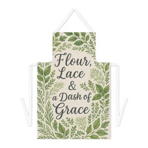 Whimsical Kitchen Apron, Flour Lace and a Dash of Grace, Cooking Gift for Her, Gardener Apron, Floral Chef Apron, Culinary Delight