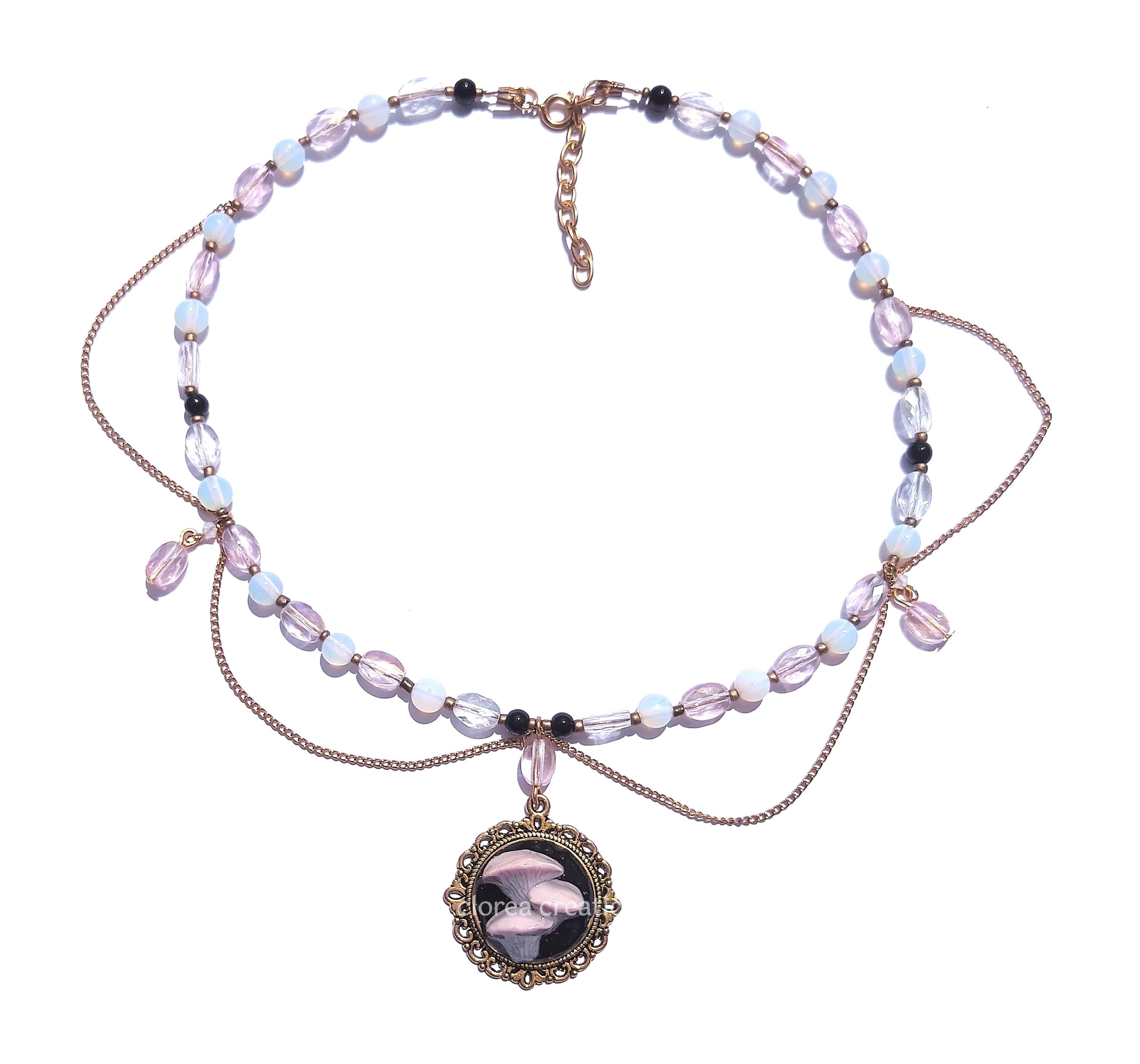 Collier Pendentif En Résine Holographique Paillettes - Fait Main, Neuf Sans Emballage