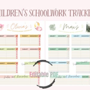 Kids Homework Planner Homework Tracker Kids Homework Printable Study Child Planner Student Tasks School Organizer Homework Log Editable PDF