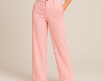 Tailored High-Waisted pink Pants | Wide-Leg Women’s Trousers | Timeless Minimalist Style