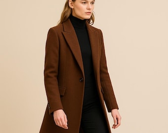 Brauner Tweed Wollmantel | Maßgeschneiderte Winter Trench, Custom Fit