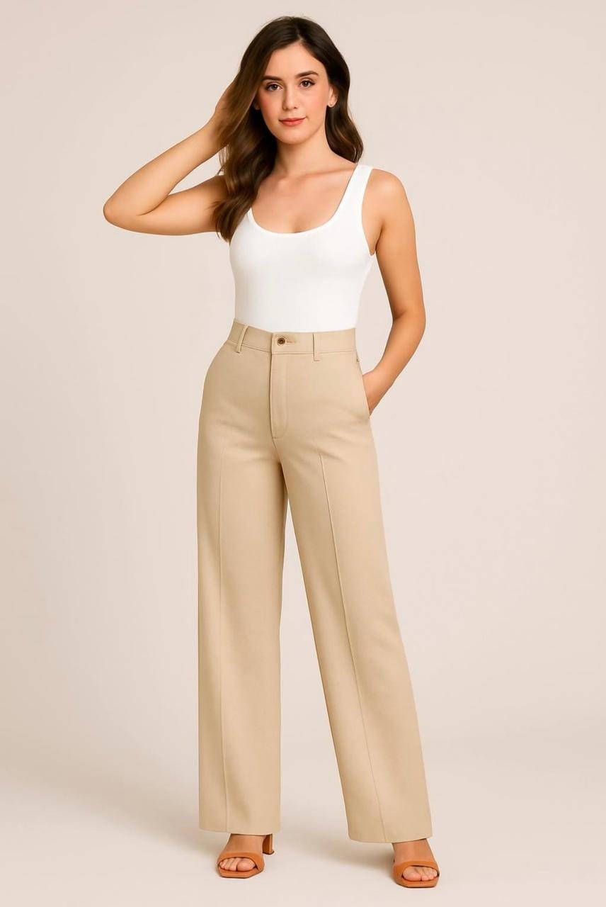 Tailored High-Waisted Beige Pants | Wide-Leg Women's Trousers | Timeless Minimalist Style Tailored High-Waisted Beige Pants | Wide-Leg Women's Trousers | Timeless Minimalist Style