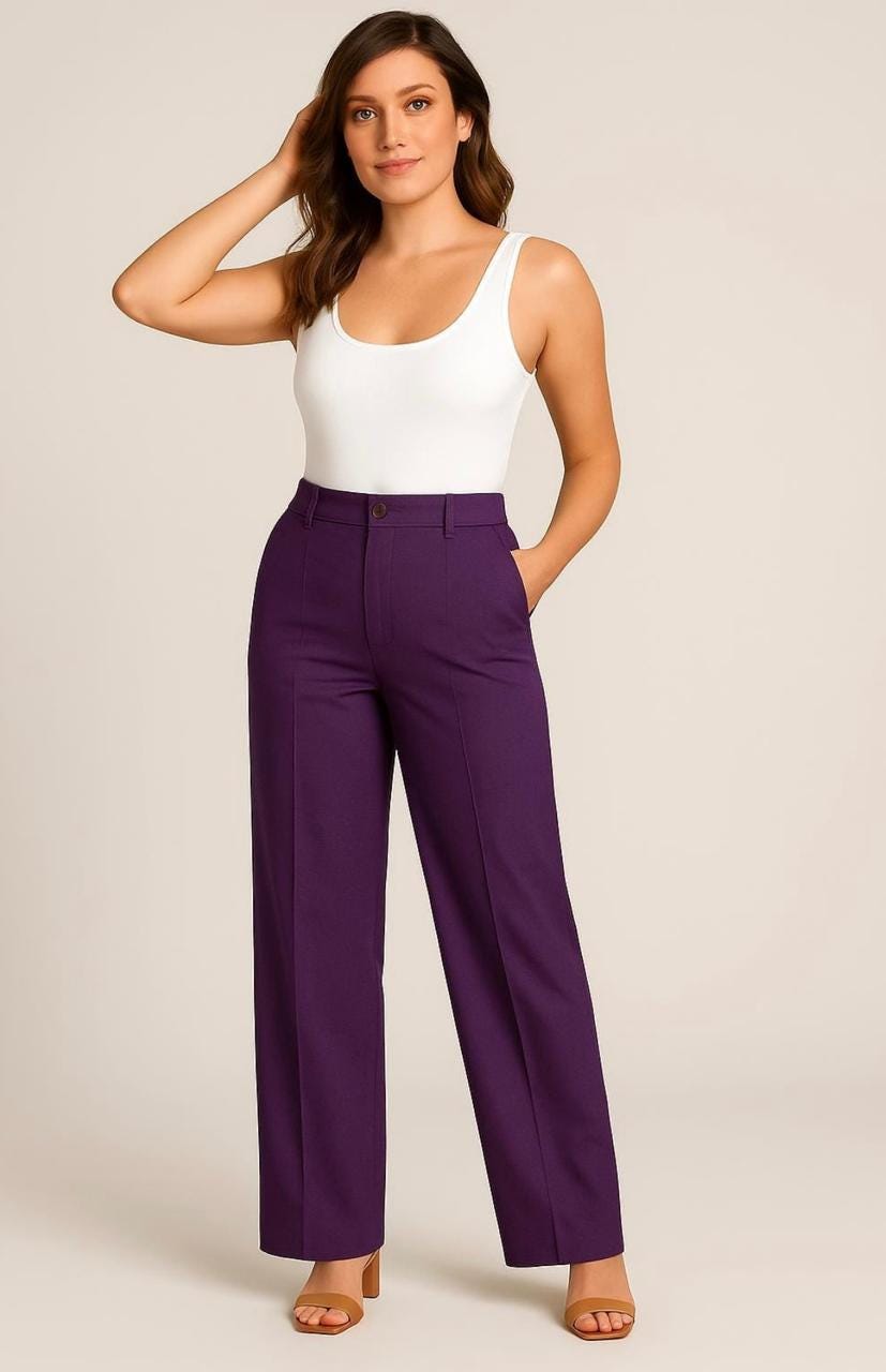 women's purple dress pants Pantaln de Vestir Tiro Alto Victoria - Lavanda