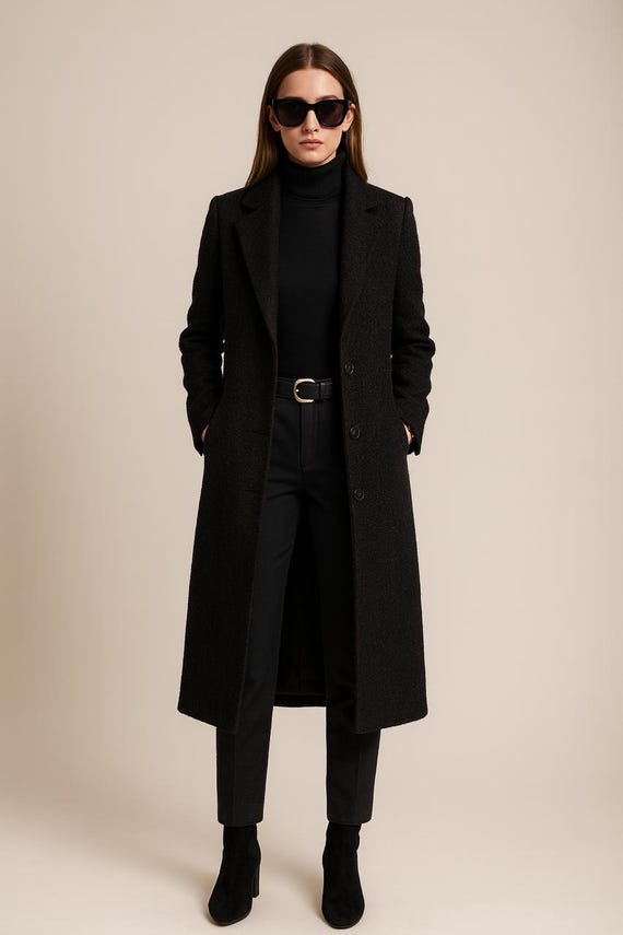 Winter Coat Tweed Long Coat Elm Tweed Long Top Coat