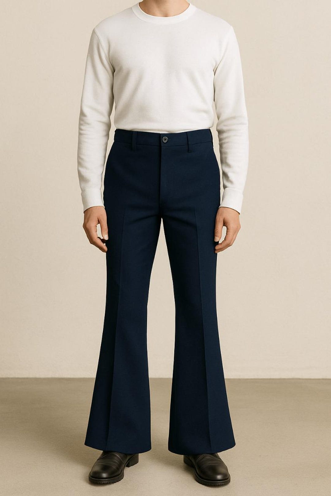 スーツ VintageDoubleSuit FlarePants Navy Y2K S Men Navy Blue Flared Trousers | High Waist Tailored Pants | Retro