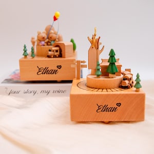 Christmas Wooden Box,Engraved Music Box,Personalised Wooden Musical Box,Keepsake Gift for Kids,Holiday Gift,Nursery Decor
