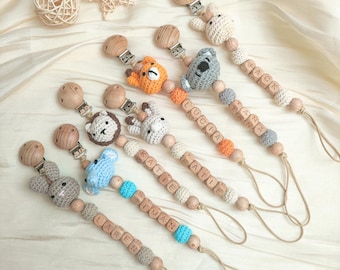 Personalized Pacifier Clip, Custom Dummy Clip, Pacifier Holder, Soother Clip, Binky Clip, Baby Shower Gift, Baby Gift, Animal pacifier clip