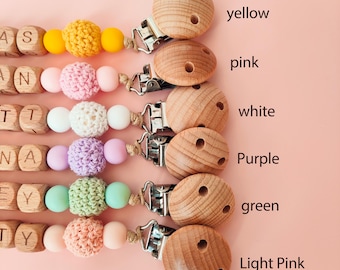 Personalized Pacifier Clip, Custom Dummy Clip, Pacifier Holder, Soother Clip, Binky Clip, Baby Shower Gift, Baby Gift, Newborn Gift