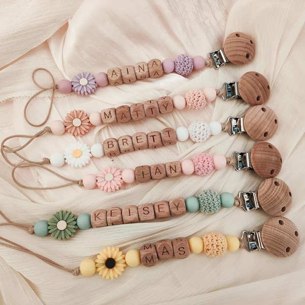 Personalized Pacifier Clip, Custom Dummy Clip, Pacifier Holder, Soother Clip, Binky Clip, Baby Shower Gift, Baby Gift, Newborn Gift