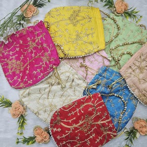Indian Handmade Pouch Bags Potli Purse Bag For Gift Brocade Art Silk Drawstring Baby Shower Wedding  Return Gift For Guests Free Ship
