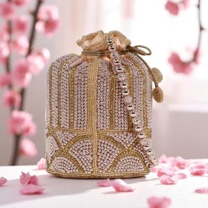 Designer Velvet Potli Bag Indian Wedding Zardozi Purse Embroidered Drawstring Wrist Pouch Valentines Gift Travel Jewelry Bag