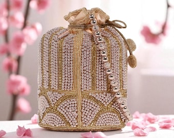 Designer Velvet Potli Bag Indian Wedding Zardozi Purse Embroidered Drawstring Wrist Pouch Valentines Gift Travel Jewelry Bag