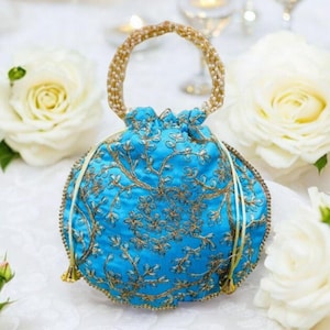 Indian Handmade Women’s Clutch Purse Potli Bag Lot of 100 – Drawstring Wedding Favor Pouch, Return Gift for Guests, Free Shipping