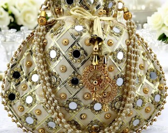 Rajasthani Style Handmade, Return Gift, Wedding, Traditional, Clutch, Wrist purse, Luxury Potli bag , perfect for all occasions