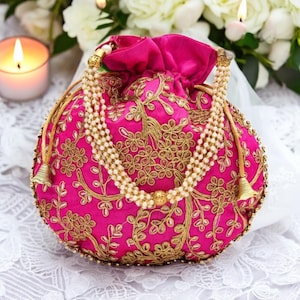 Lote de 100 bolsas de seda estilo Rajastán, bordadas a mano en la India para mujer, ideal como recuerdo de boda o regalo para invitados.