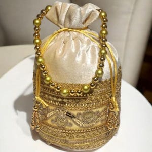 Bolso con cordón de plata bordado a mano Zardozi / Elegante bolso de mano para dama de honor, ideal como regalo de boda