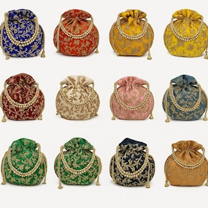 Lot von 100 indischen handgefertigten Frauen gestickte Clutch-Geldbeutel Potli Bag Beutel Kordelzugbeutel Hochzeit Gunsten Rückgabegeschenk für Gäste freies Schiff
