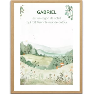 Póster con el nombre Gabriel para imprimir – Decoración habitación bebé niño – Regalo de nacimiento personalizado – Formato A4 PDF HD