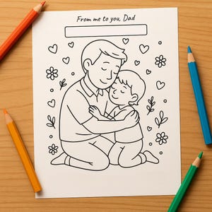 Poster da colorare per la festa del papà – Set di 3 biglietti stampabili – Regalo per papà – Messaggio fai da te – Download immediato in PDF