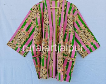 Indian Print Cotton Kimono Robe: Bachelorette, Bridal Party Gift