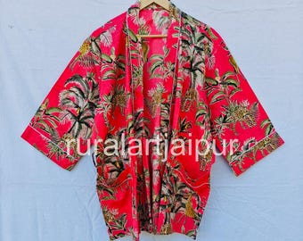 Bridesmaid Cotton Kimono Robe: Indian Print Bridal Party Gift