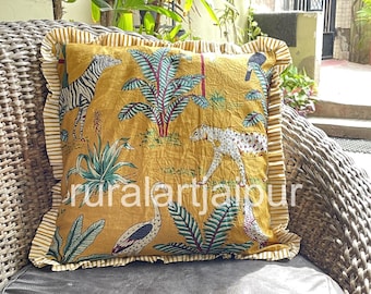 Hand Block Print Cotton Cushion Cover: Indian Home Decor
