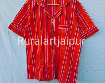 Striped Cotton Short Pajama Set, Bridal Bridesmaid Gift