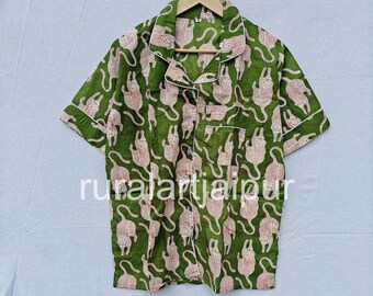 Block Printed Cotton Pajama Set: Indian Nightwear