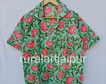 Cotton Short Pajama Set, Floral Print Loungewear